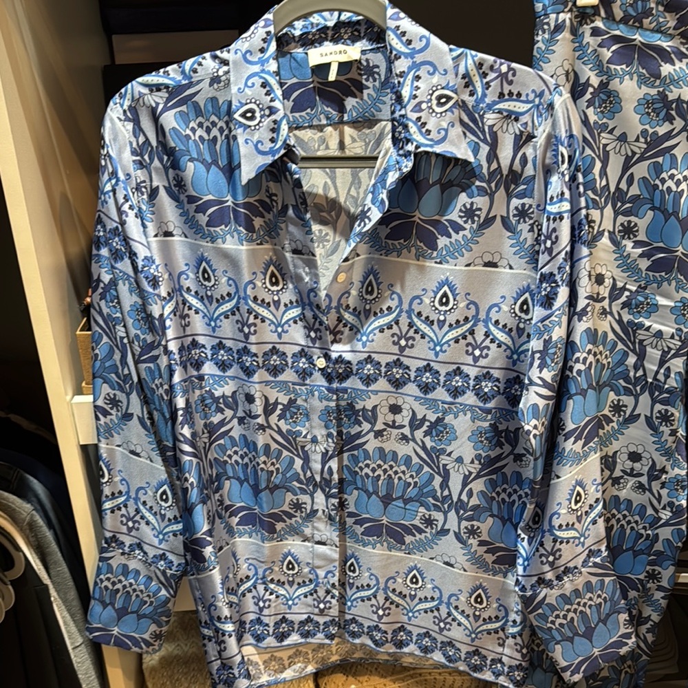 Sandro Blue Floral Shirt